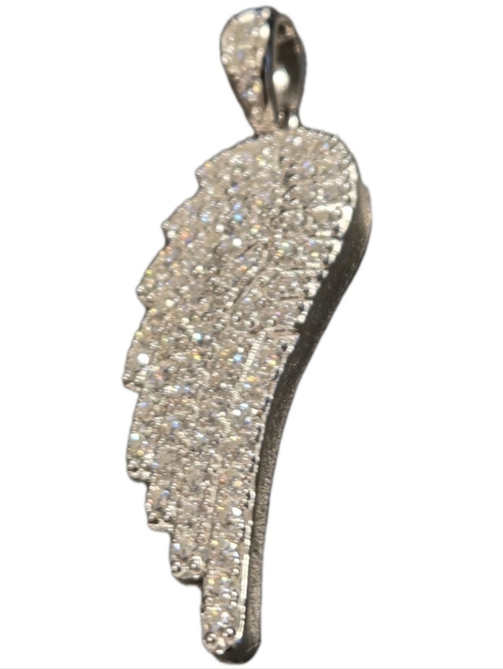 REAL VVS1 MOISSANITE Guardian Angel Wing Necklace Pendant Solid 925 Silver - Picture 4 of 12